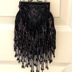 Black beaded clutch